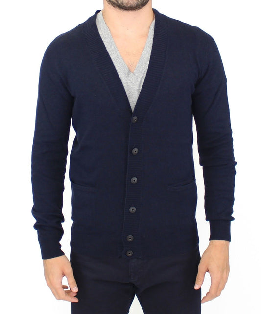 Ermanno Scervino Blue Wool Cashmere Cardigan Pullover Sweater $852.00 Ermanno Scervino Luzworld