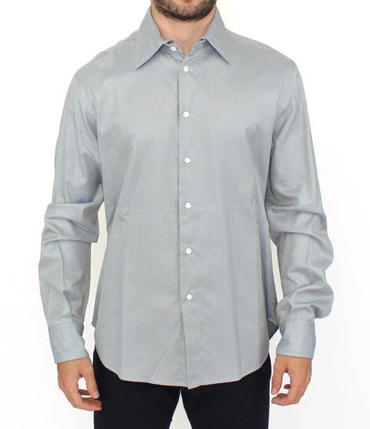 Ermanno Scervino Gray Cotton Long Sleeve Casual Shirt Top $724.00 Ermanno Scervino Luzworld