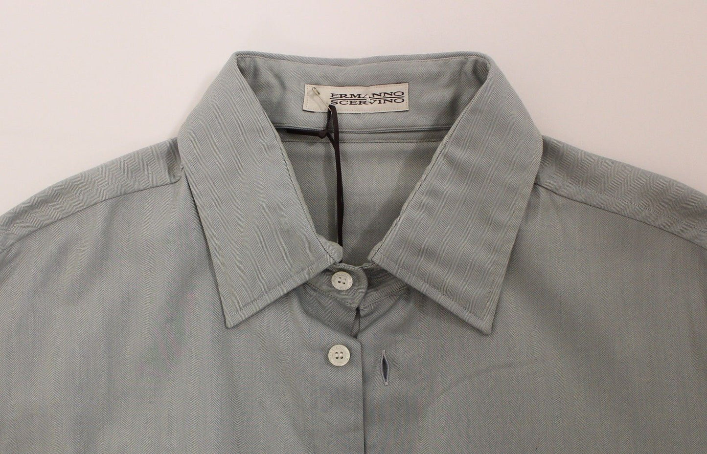 Ermanno Scervino Gray Cotton Long Sleeve Casual Shirt Top $724.00 Ermanno Scervino Luzworld