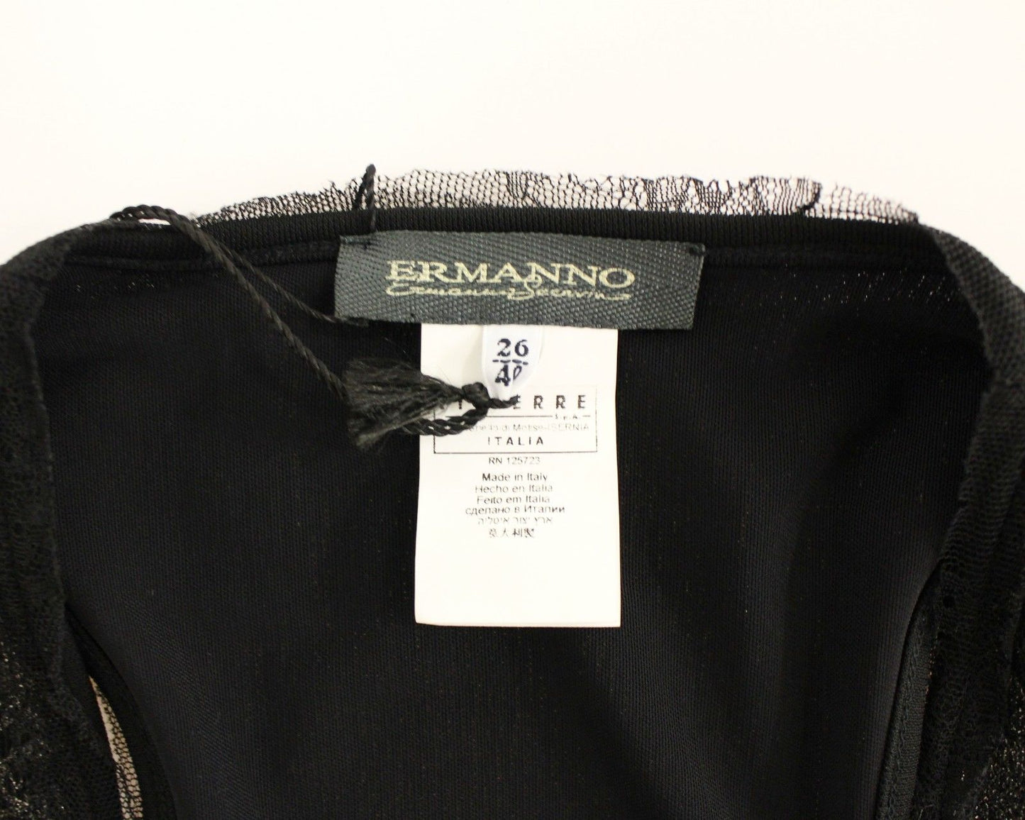 Ermanno Scervino Black Lace Lined Stretch Mini Dress $583.00 Ermanno Scervino Luzworld