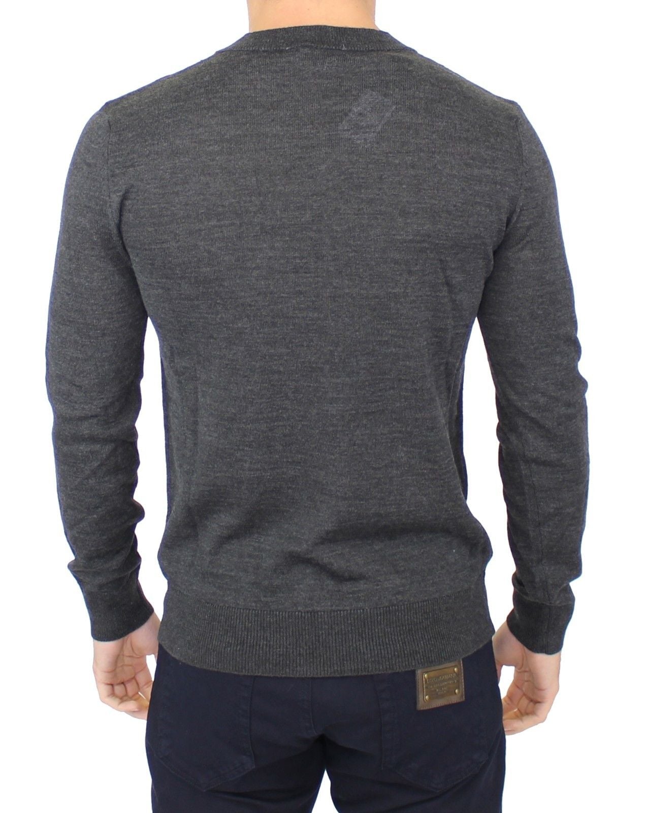 Ermanno Scervino Gray Wool Blend V-neck Pullover Sweater $765.00 Ermanno Scervino Luzworld
