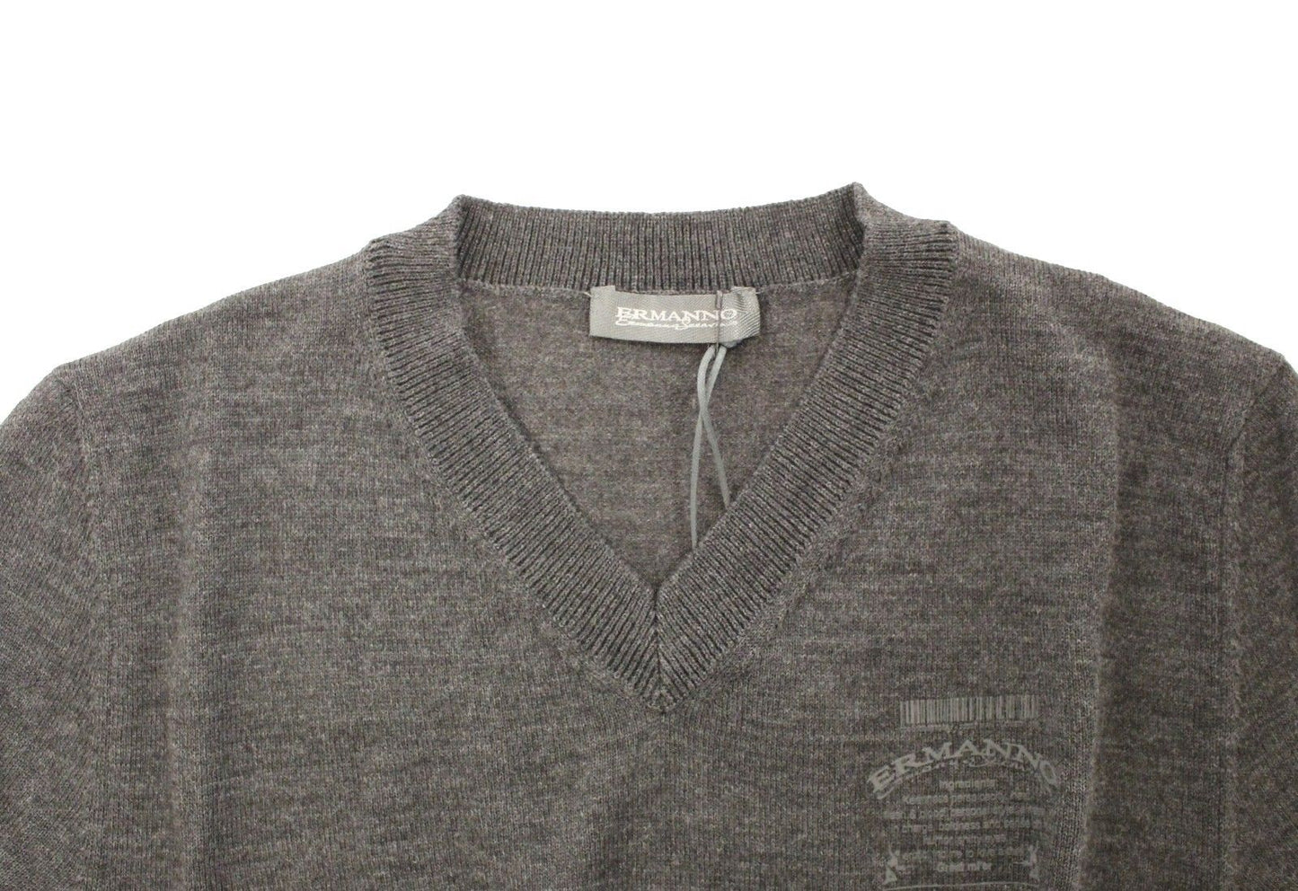 Ermanno Scervino Gray Wool Blend V-neck Pullover Sweater $765.00 Ermanno Scervino Luzworld