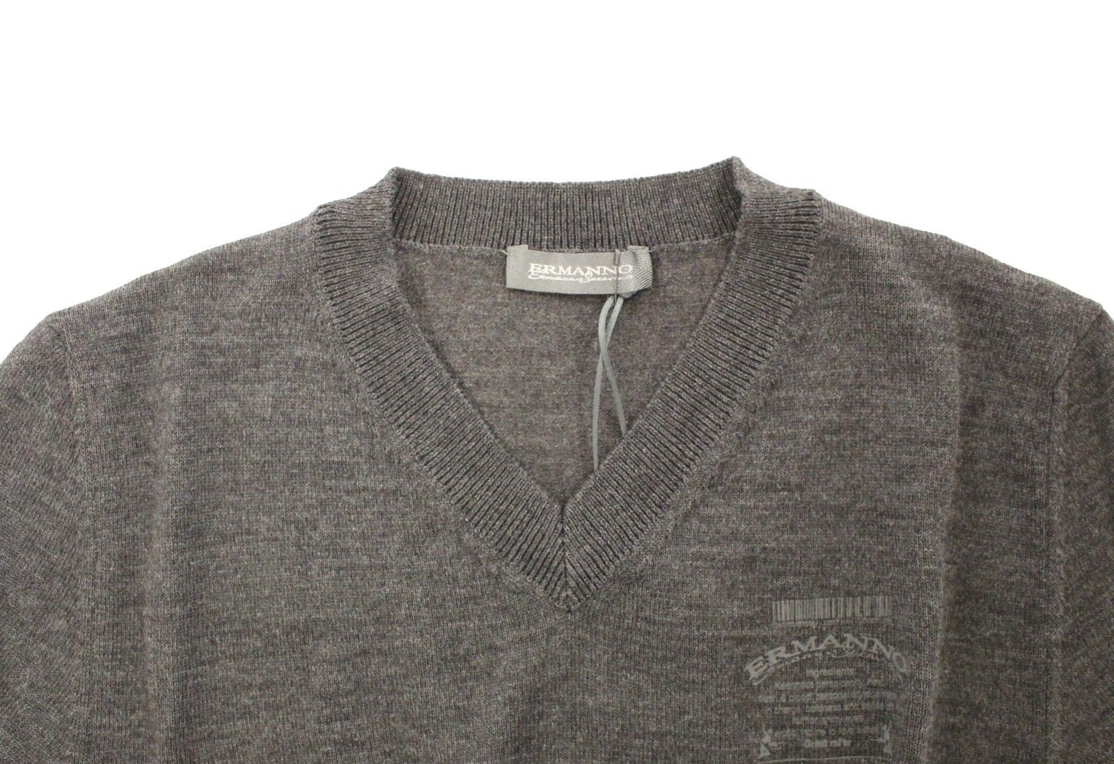 Ermanno Scervino Gray Wool Blend V-neck Pullover Sweater $765.00 Ermanno Scervino Luzworld