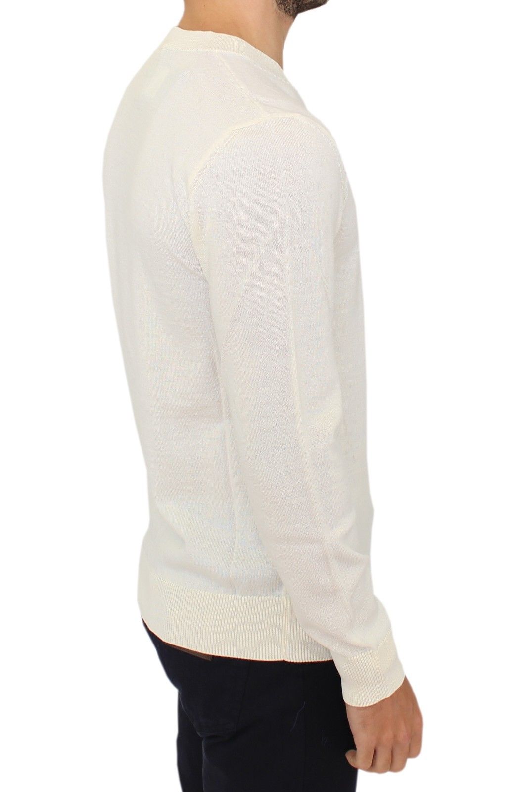 Ermanno Scervino Off White Wool Blend V-neck Pullover Sweater $765.00 Ermanno Scervino Luzworld