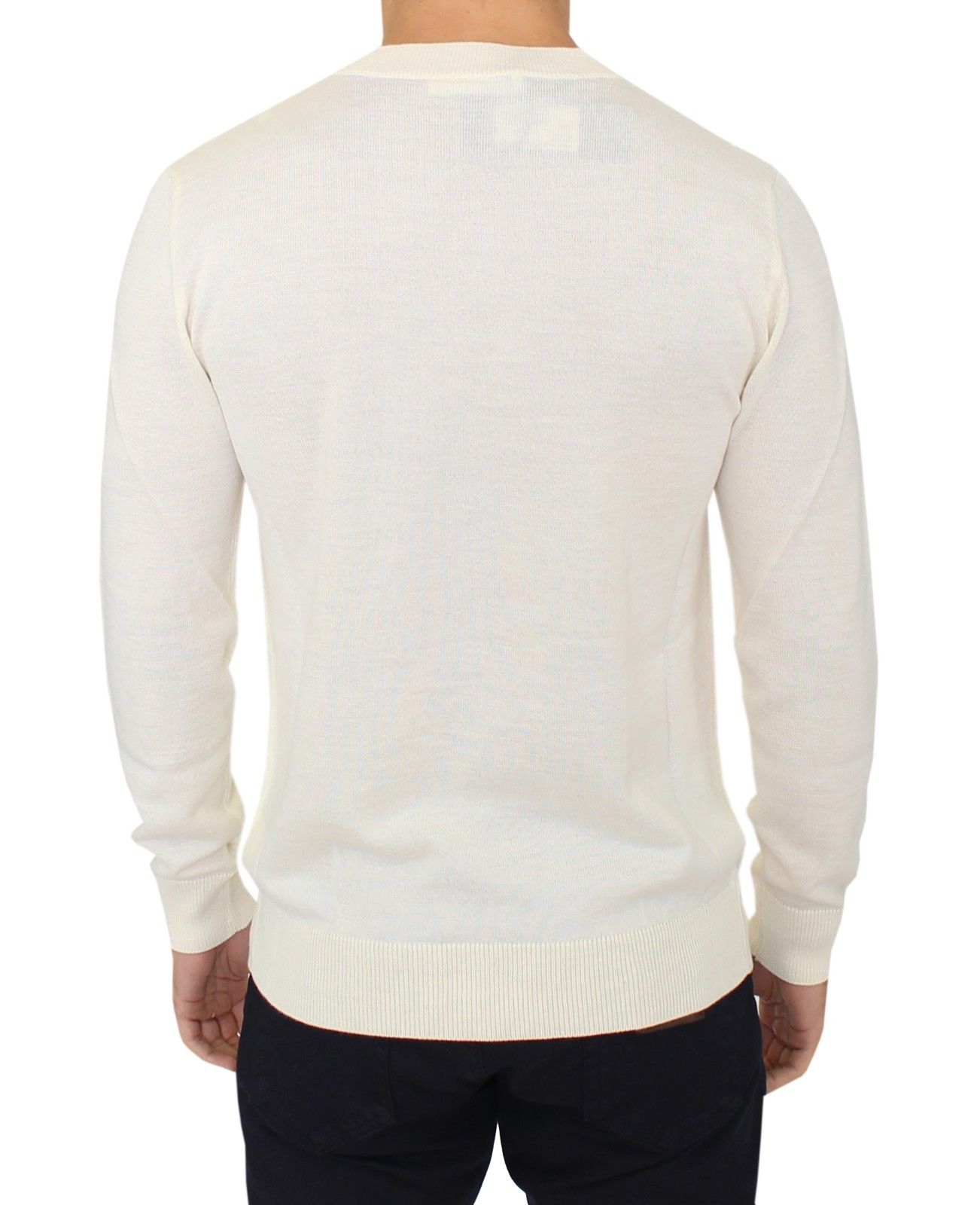 Ermanno Scervino Off White Wool Blend V-neck Pullover Sweater $765.00 Ermanno Scervino Luzworld