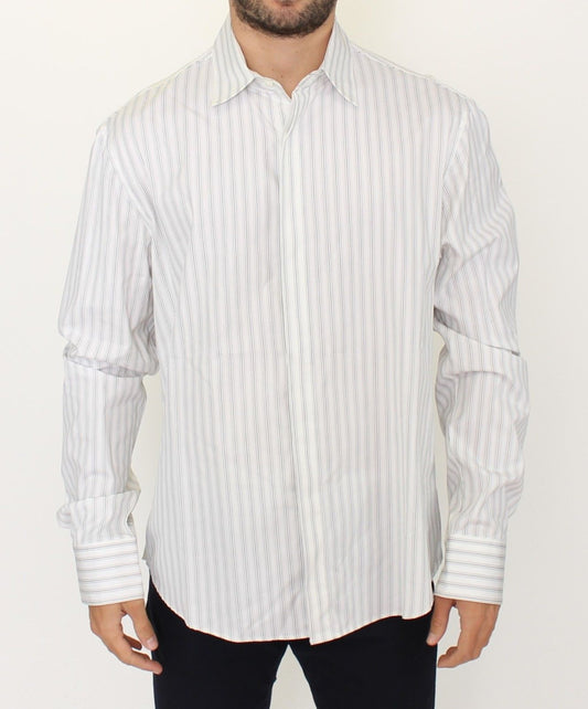 Ermanno Scervino White Black Striped Regular Fit Casual Shirt $724.00 Ermanno Scervino Luzworld