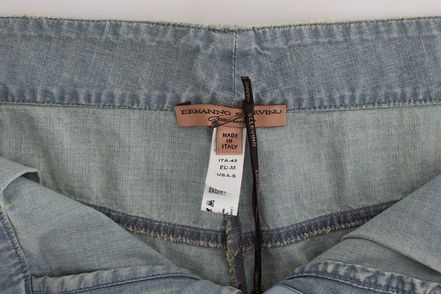 Ermanno Scervino Beachwear Blue Denim City Casual Dress Shorts $480.00 Ermanno Scervino Luzworld