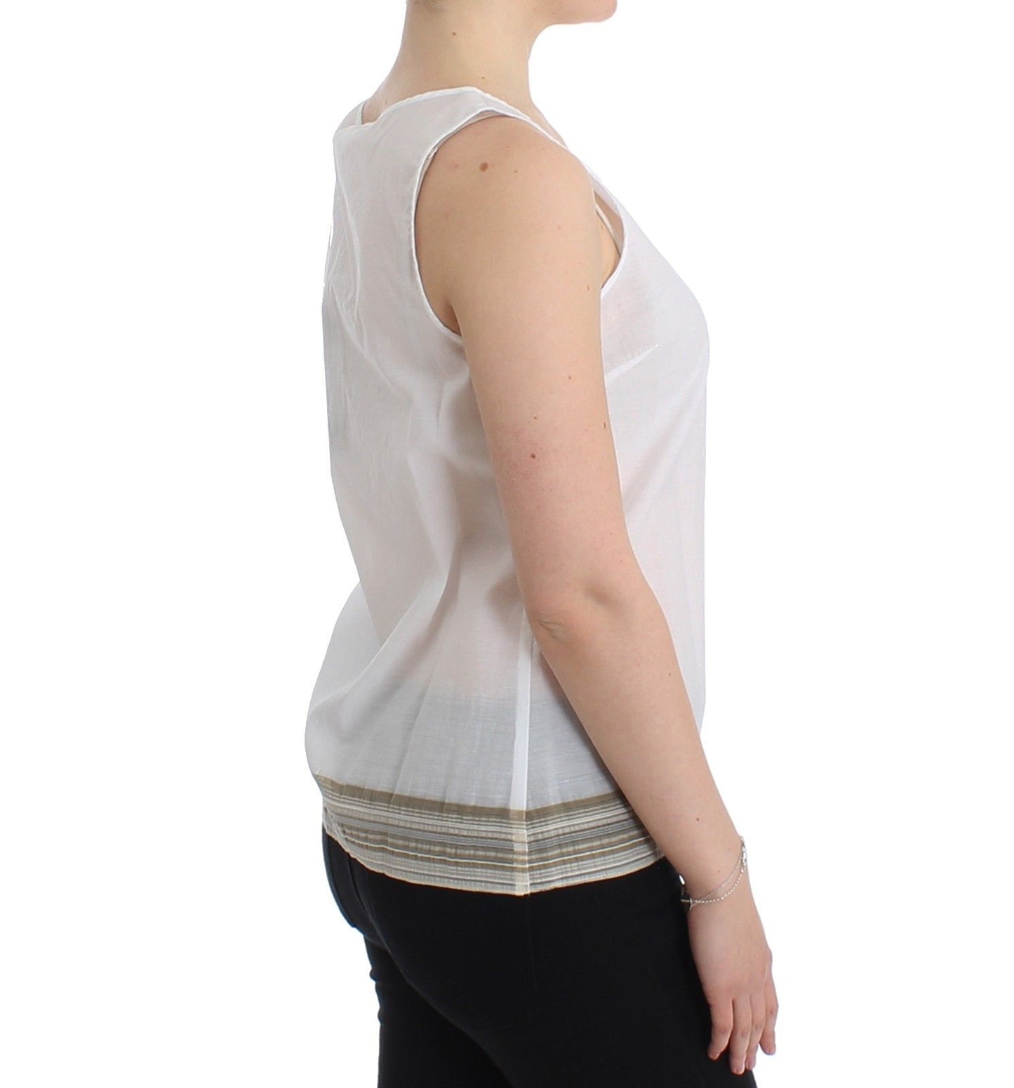 Ermanno Scervino White Top Blouse Tank Shirt Sleeveless $548.00 Ermanno Scervino Luzworld