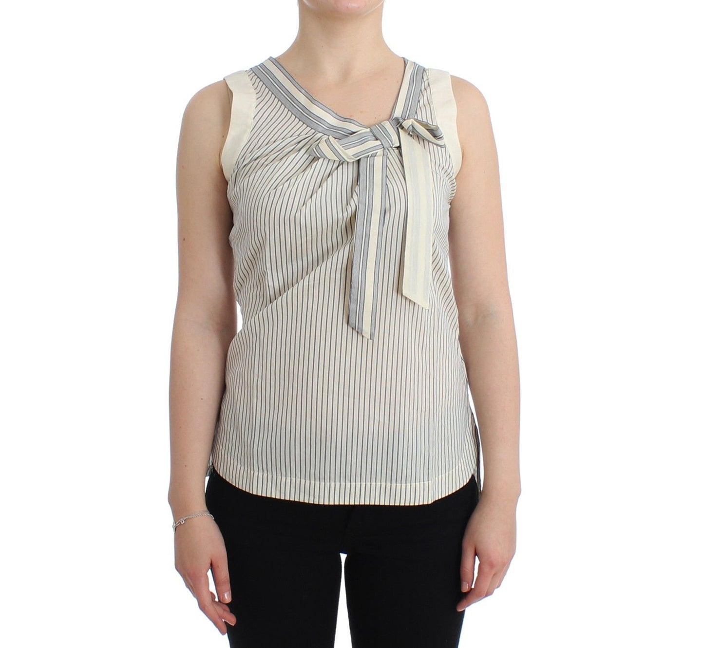 Ermanno Scervino Beachwear Striped Top Blouse Shirt Bow Tank $578.00 Ermanno Scervino Luzworld