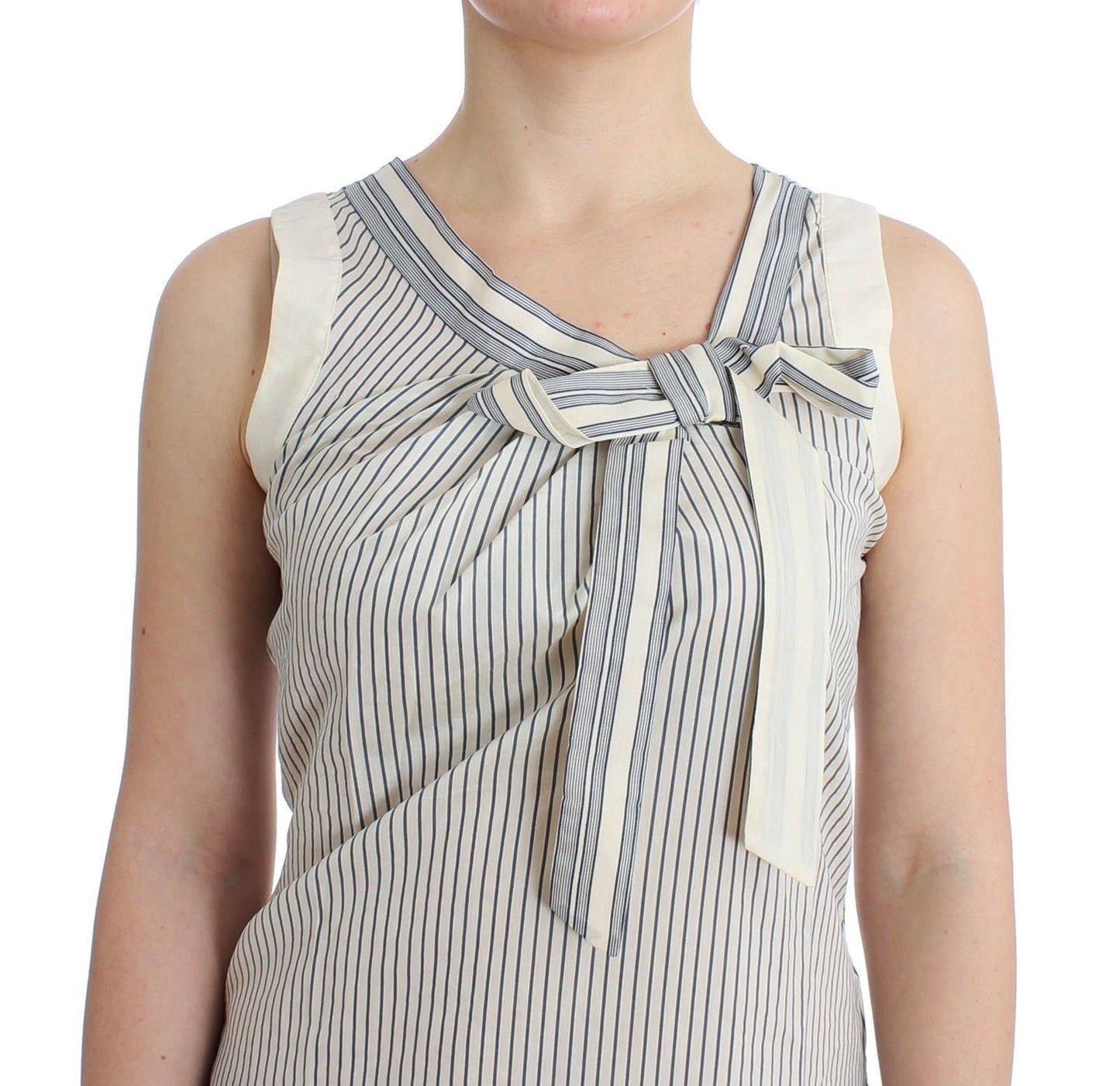 Ermanno Scervino Beachwear Striped Top Blouse Shirt Bow Tank $578.00 Ermanno Scervino Luzworld