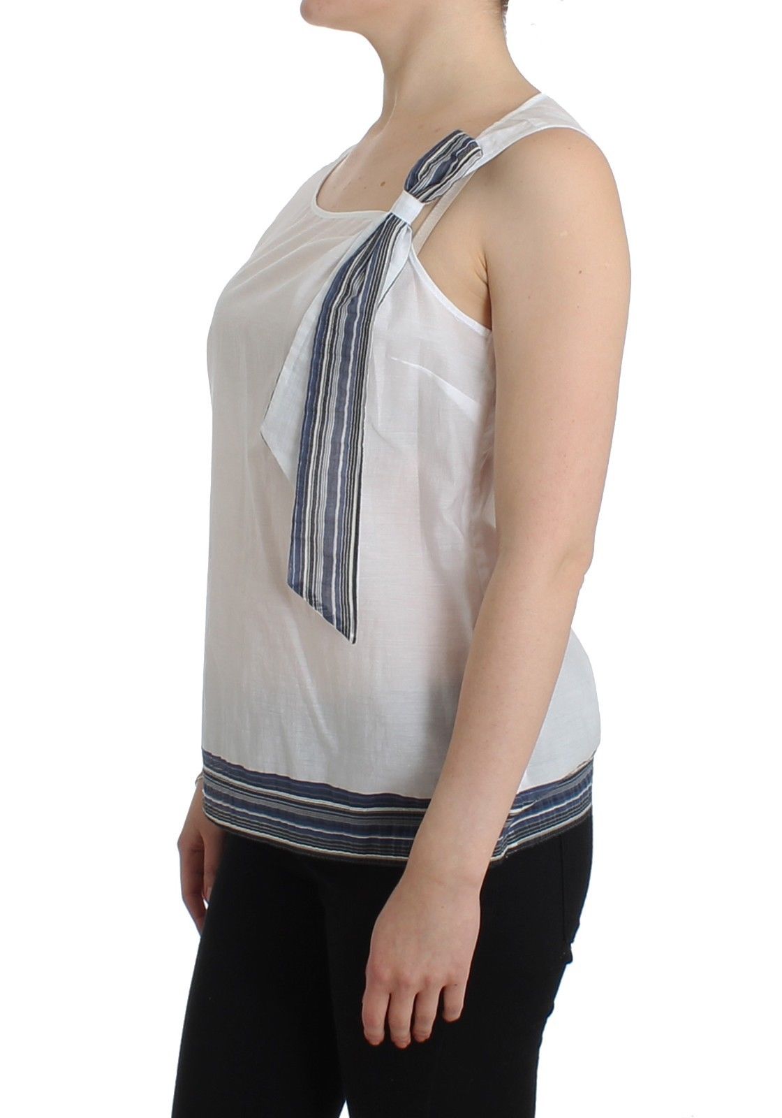 Ermanno Scervino White Blue Top Blouse Tank Shirt Sleeveless $549.00 Ermanno Scervino Luzworld