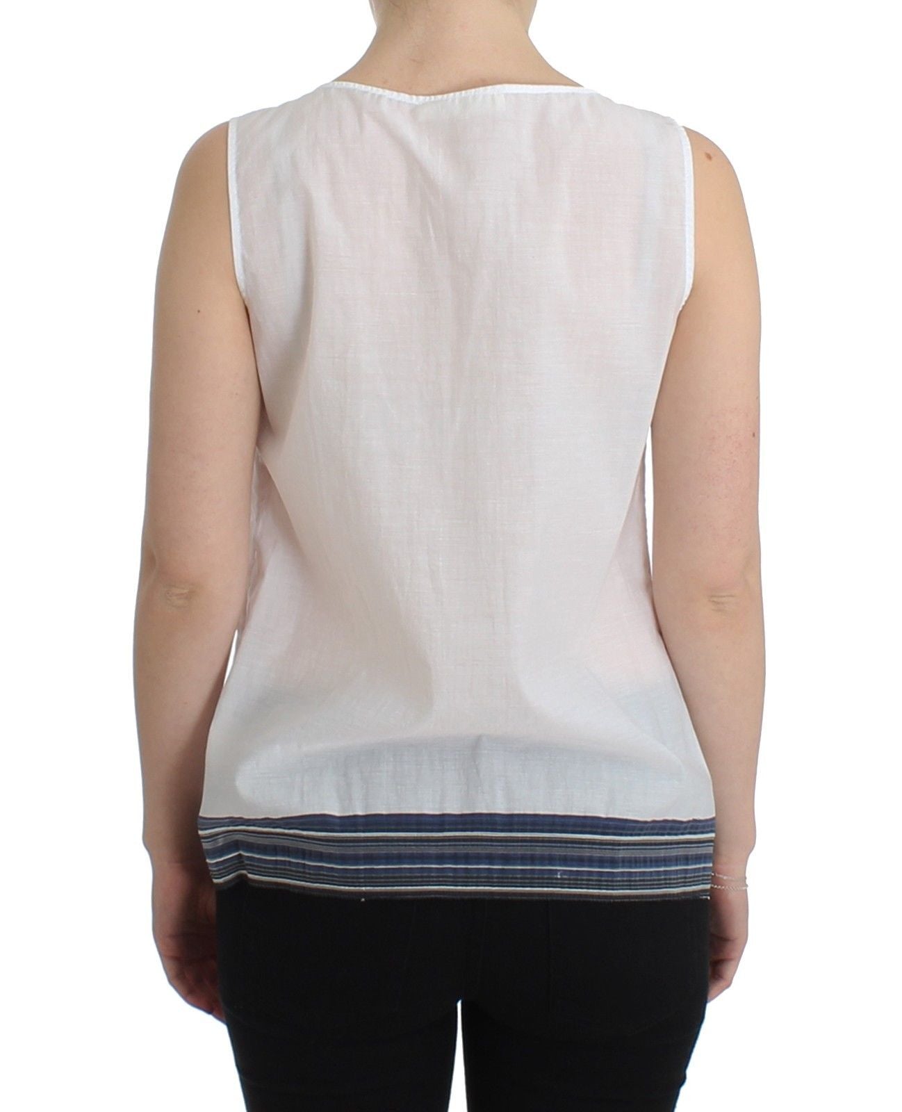 Ermanno Scervino White Blue Top Blouse Tank Shirt Sleeveless $549.00 Ermanno Scervino Luzworld