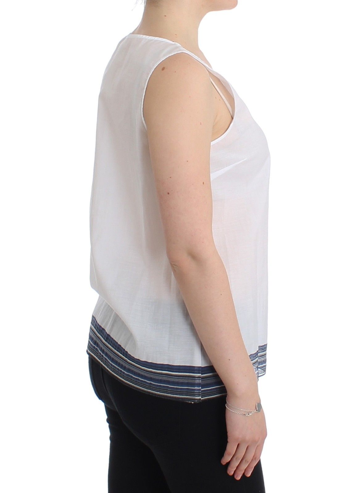 Ermanno Scervino White Blue Top Blouse Tank Shirt Sleeveless $549.00 Ermanno Scervino Luzworld