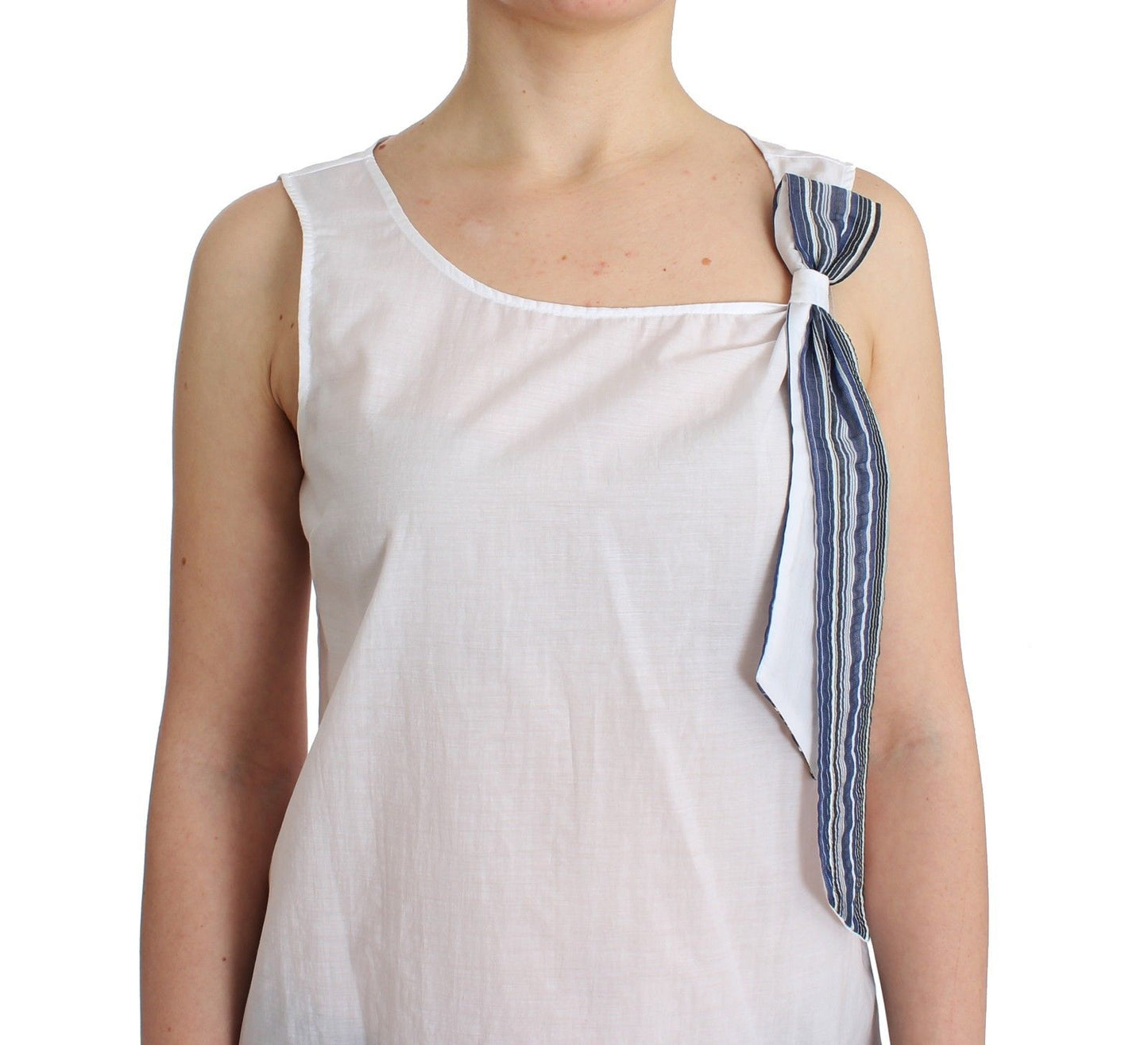 Ermanno Scervino White Blue Top Blouse Tank Shirt Sleeveless $549.00 Ermanno Scervino Luzworld