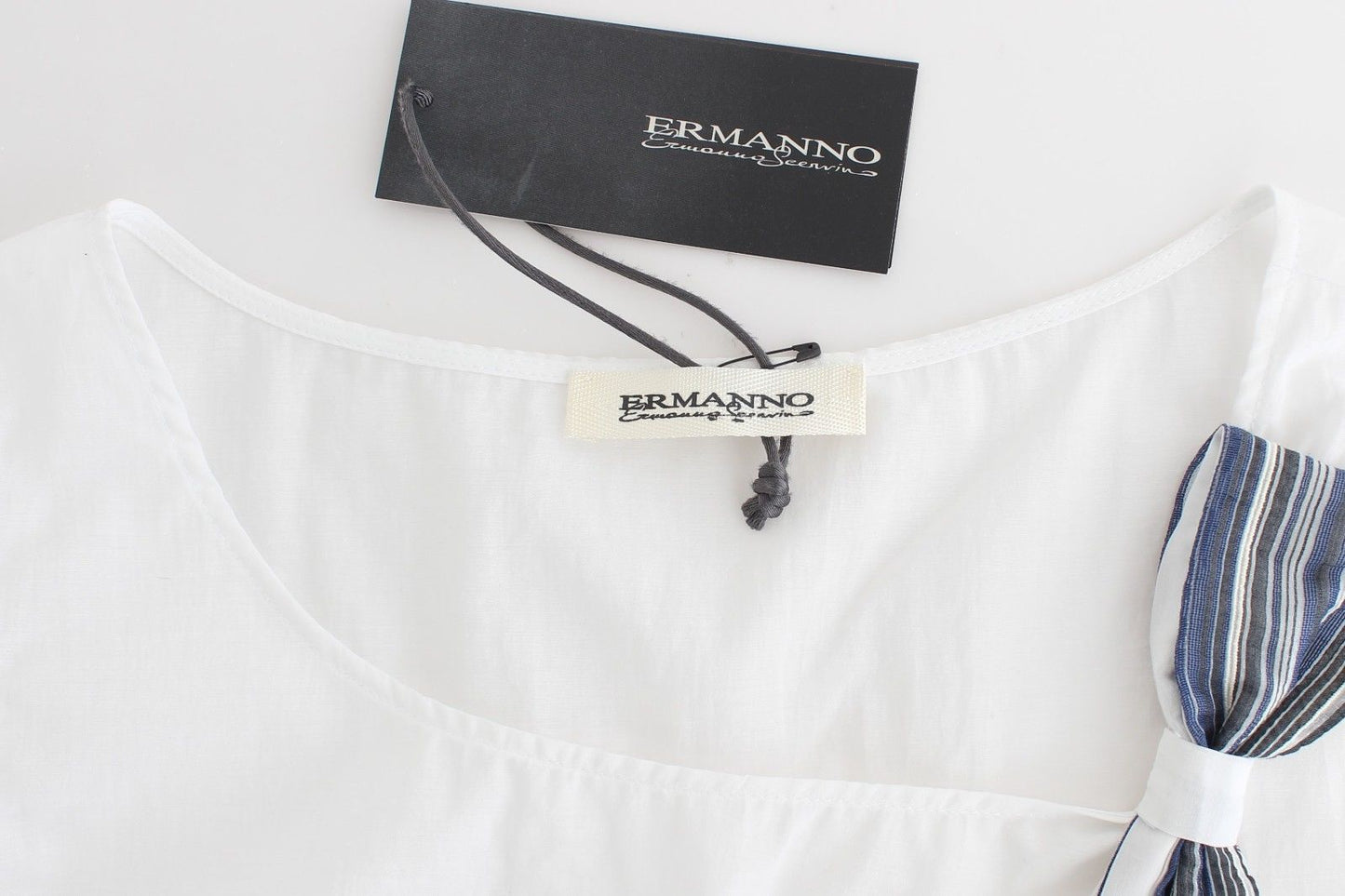 Ermanno Scervino White Blue Top Blouse Tank Shirt Sleeveless $549.00 Ermanno Scervino Luzworld