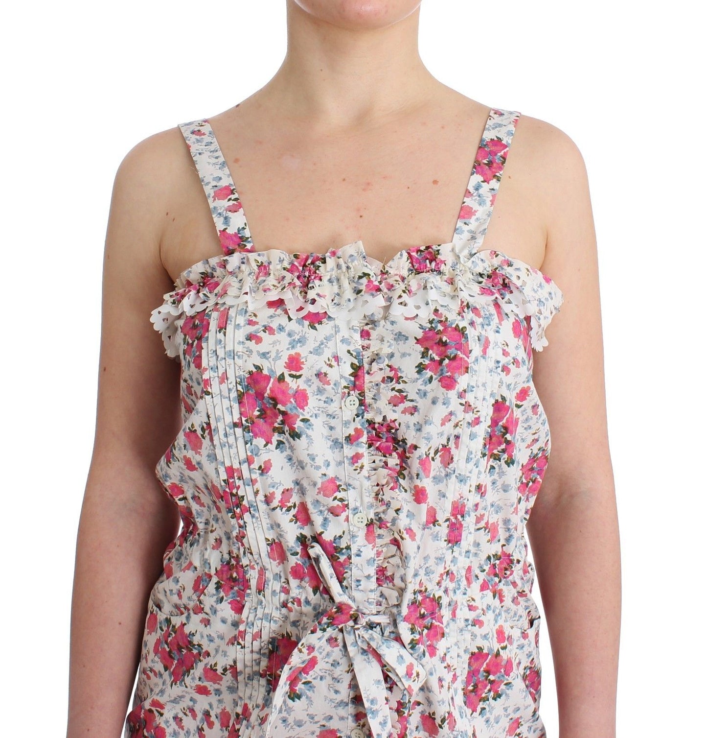 Ermanno Scervino Beachwear Pink Floral Beach Mini Dress Short $635.00 Ermanno Scervino Luzworld
