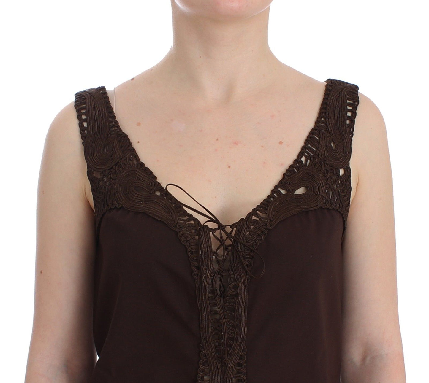 Ermanno Scervino Beachwear Brown Cotton Stretch Tunic Dress $784.00 Ermanno Scervino Luzworld