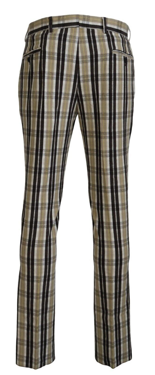 BENCIVENGA Multicolor Checkered Cotton Straight Fit Men Pants $252.00 BENCIVENGA Luzworld
