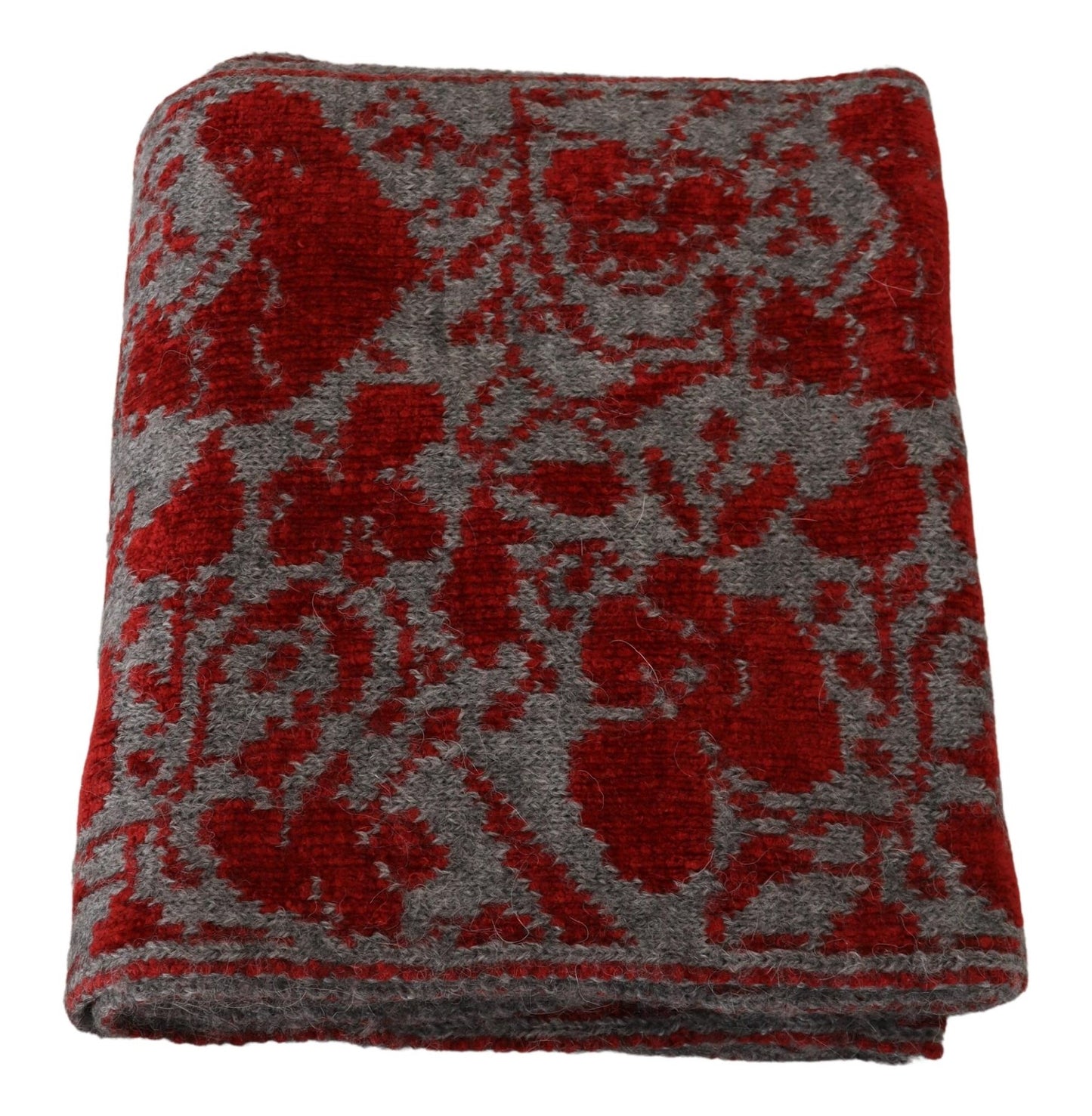 GF Ferre Red Grey Knitted Wrap Warmer Womens Shawl Scarf $700.00 GF Ferre Luzworld