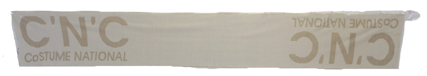 Costume National Beige White Logo Wrap Warmer Shawl Scarf $816.00 Costume National Luzworld