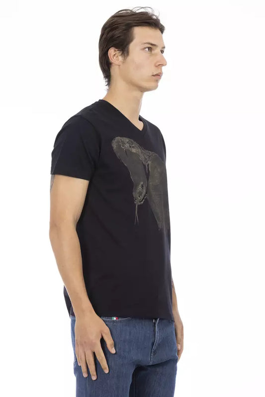 Trussardi Action Black Cotton Men T-Shirt $130.00 Trussardi Action Luzworld