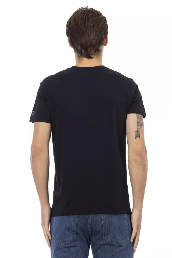 Trussardi Action Black Cotton Men T-Shirt $130.00 Trussardi Action Luzworld