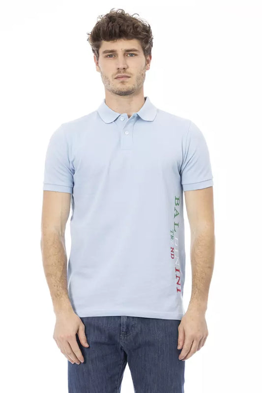 Baldinini Trend Light Blue Cotton Men Polo Shirt $200.00 Baldinini Trend Luzworld
