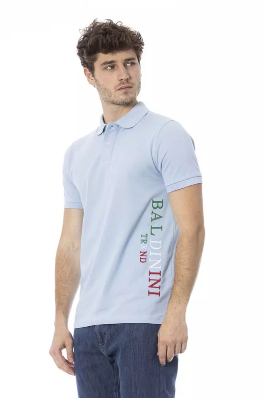 Baldinini Trend Light Blue Cotton Men Polo Shirt $200.00 Baldinini Trend Luzworld