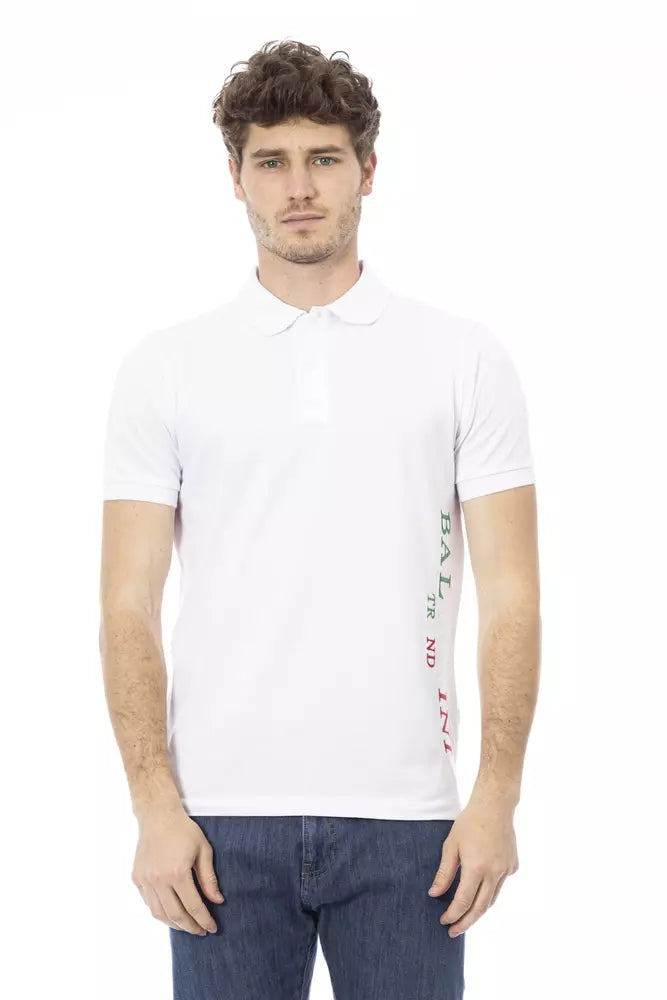 Baldinini Trend White Cotton Men Polo Shirt $200.00 Baldinini Trend Luzworld