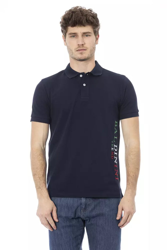 Baldinini Trend Blue Cotton Men Polo Shirt $200.00 Baldinini Trend Luzworld