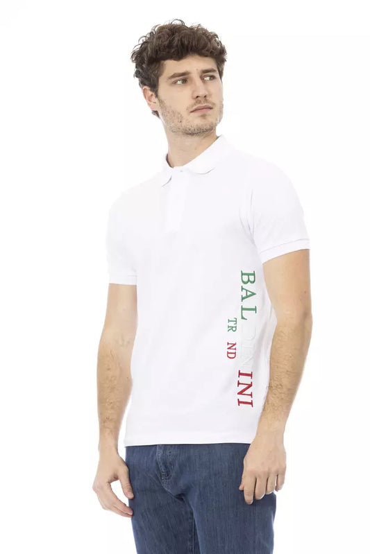 Baldinini Trend White Cotton Men Polo Shirt $200.00 Baldinini Trend Luzworld