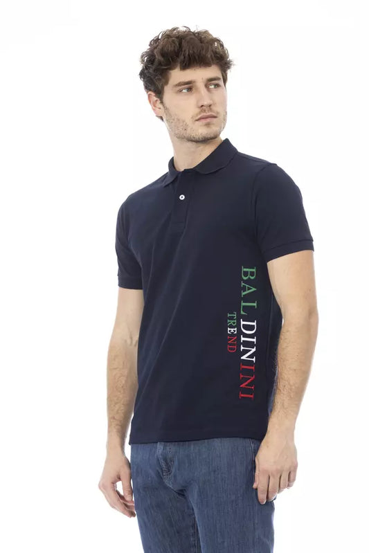 Baldinini Trend Blue Cotton Men Polo Shirt $200.00 Baldinini Trend Luzworld