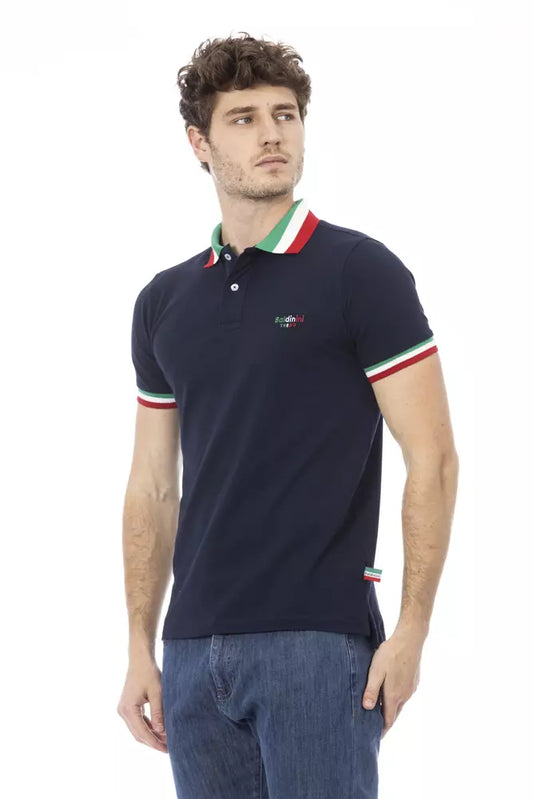 Baldinini Trend Blue Cotton Men Polo Shirt $177.00 Baldinini Trend Luzworld