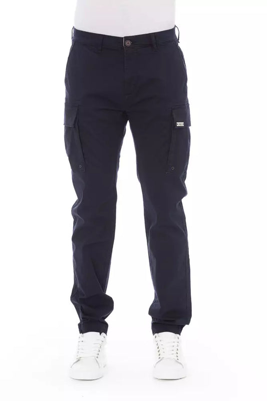 Baldinini Trend Blue Cotton Men Cargo Trouser $504.00 Baldinini Trend Luzworld