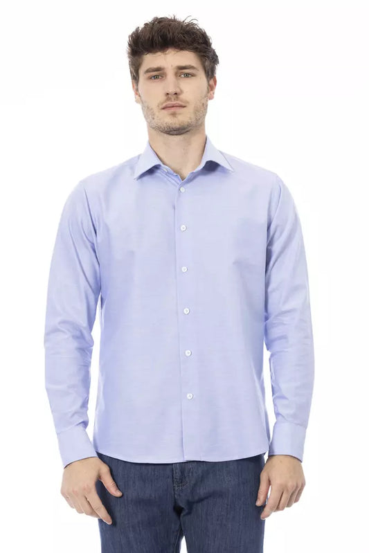 Baldinini Trend Light Blue Cotton Men Shirt $454.00 Baldinini Trend Luzworld