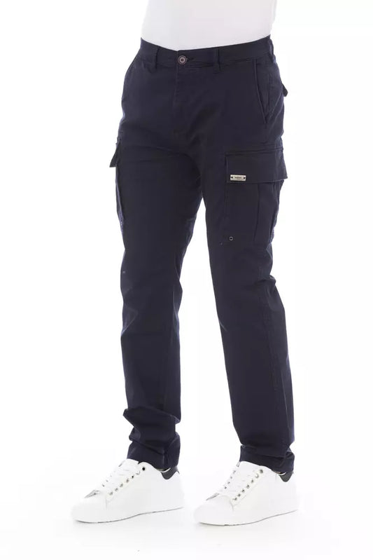 Baldinini Trend Blue Cotton Men Cargo Trouser $504.00 Baldinini Trend Luzworld