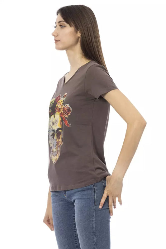 Trussardi Action Brown Cotton Women Top $131.00 Trussardi Action Luzworld