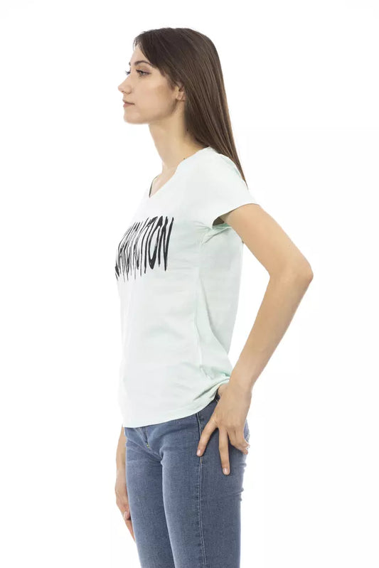 Trussardi Action Light Blue Cotton Women Top $131.00 Trussardi Action Luzworld