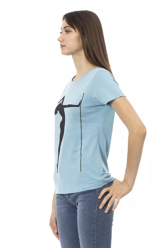 Trussardi Action Light Blue Cotton Women T-Shirt $131.00 Trussardi Action Luzworld