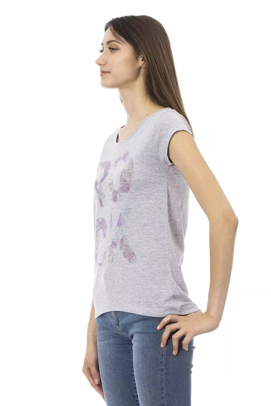 Trussardi Action Gray Cotton Women T-Shirt $131.00 Trussardi Action Luzworld
