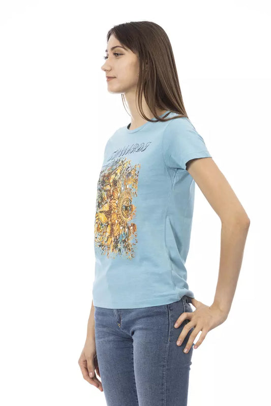 Trussardi Action Light Blue Cotton Women T-Shirt $131.00 Trussardi Action Luzworld