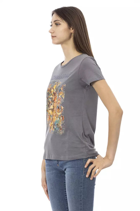 Trussardi Action Gray Cotton Women T-Shirt $131.00 Trussardi Action Luzworld