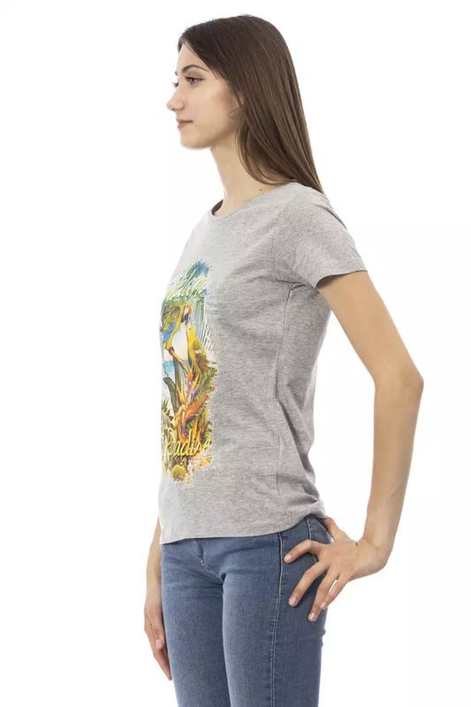 Trussardi Action Gray Cotton Women T-Shirt $131.00 Trussardi Action Luzworld