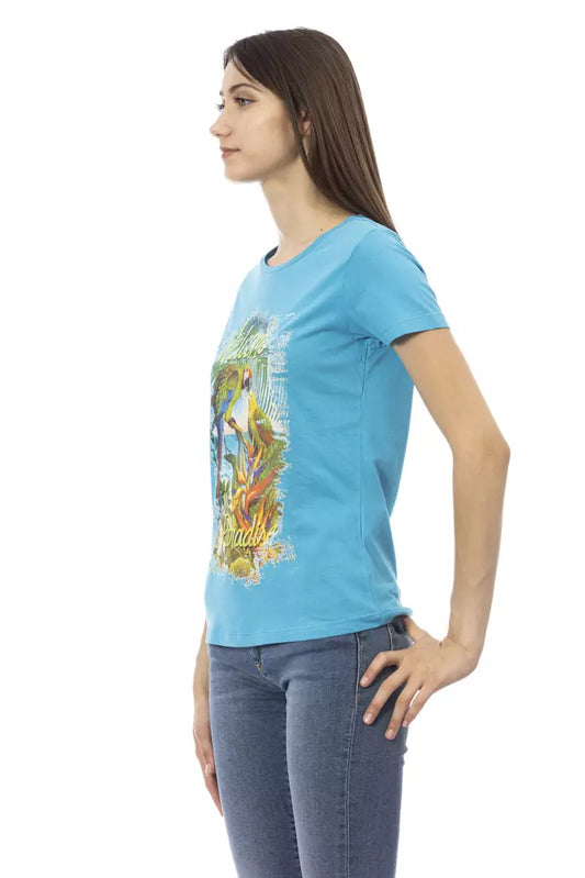 Trussardi Action Light Blue Cotton Women T-Shirt $131.00 Trussardi Action Luzworld