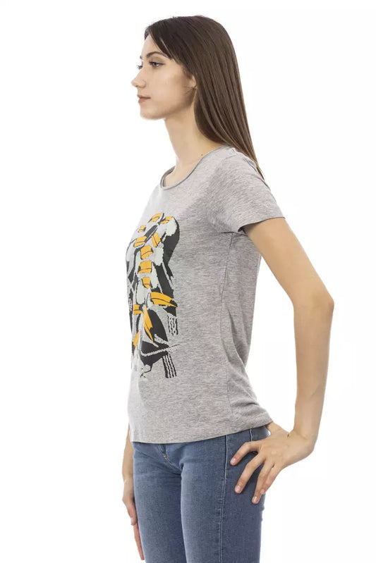 Trussardi Action Gray Cotton Women T-Shirt $131.00 Trussardi Action Luzworld