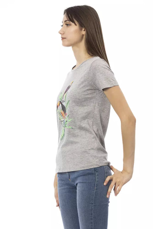 Trussardi Action Gray Cotton Women T-Shirt $131.00 Trussardi Action Luzworld