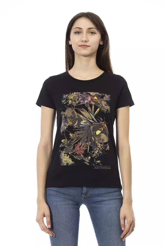 Trussardi Action Black Cotton Women T-Shirt $131.00 Trussardi Action Luzworld