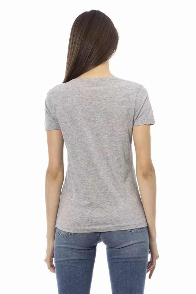 Trussardi Action Gray Cotton Women T-Shirt $131.00 Trussardi Action Luzworld