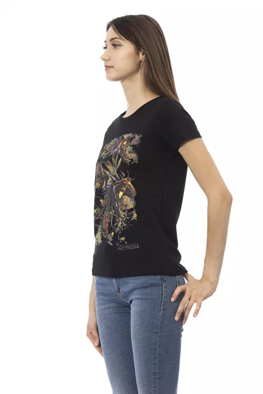 Trussardi Action Black Cotton Women T-Shirt $131.00 Trussardi Action Luzworld