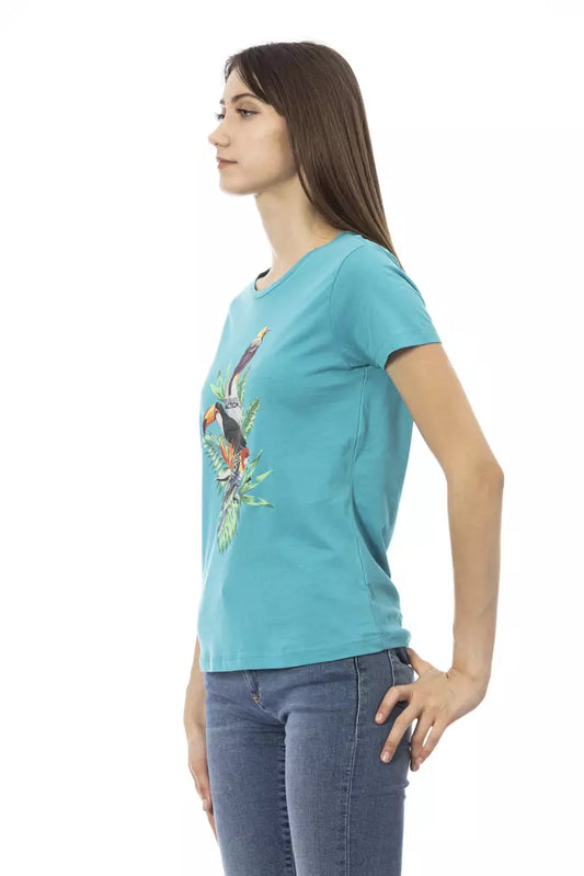 Trussardi Action Light Blue Cotton Women T-Shirt $131.00 Trussardi Action Luzworld